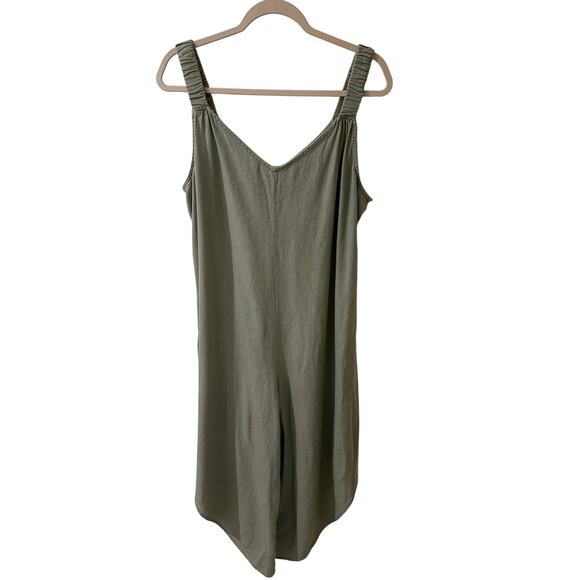 MSK Linen Blend Cropped Wide Leg Jumpsuit Lagenlook Light Sage Green XL - Picture 9 of 9